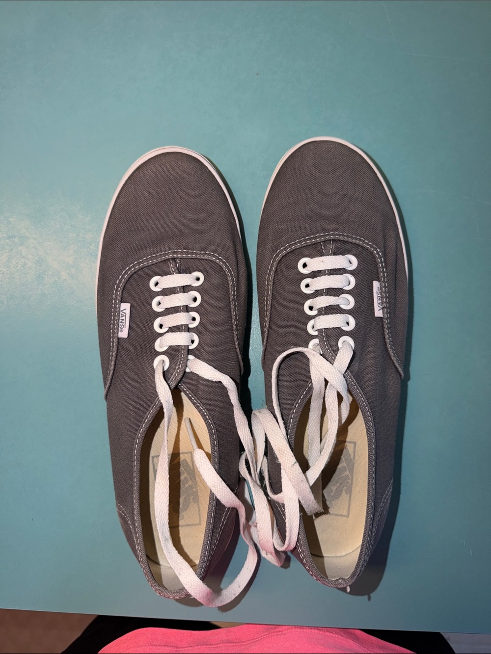 Vans Gray Canvas Low-Top Sneakers with White Laces